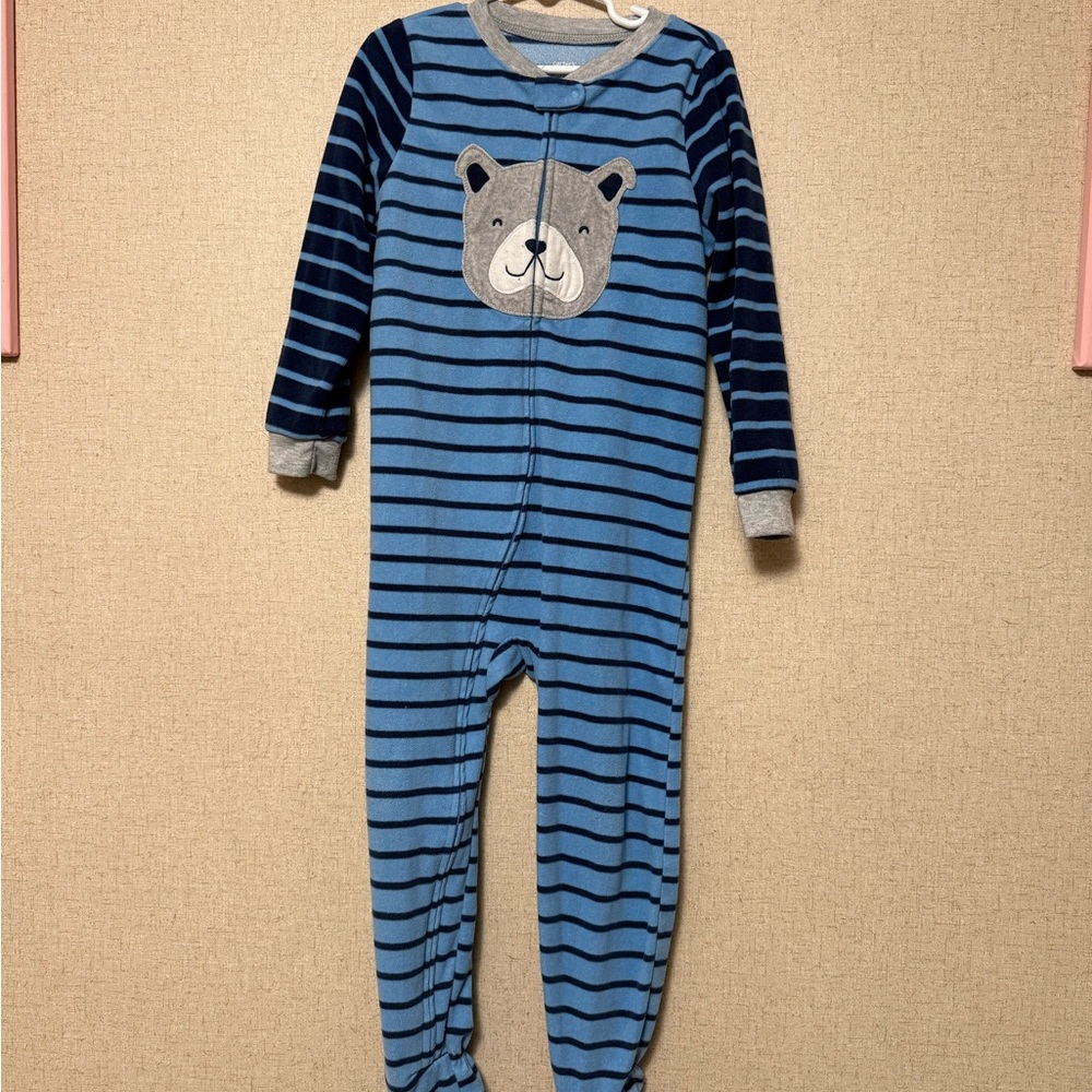 Carter's Navy and Light Blue Striped Bear Footie
